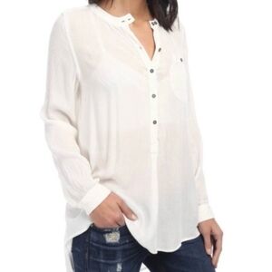 Free People Gauze Boyfriend Henley Tunic Top‎ Shirt Oversized Size XS